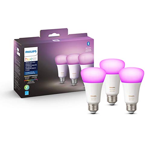 Philips Hue White a Color Ambiance A19 E26 LED Chytrá žárovka, Bluetooth & Zigbee Kompatibilní (Hue Hub volitelné), Spolupracuje s Alexa & Google Assistant – Certifikovaný pro lidské zařízení (562785), 3 Pack