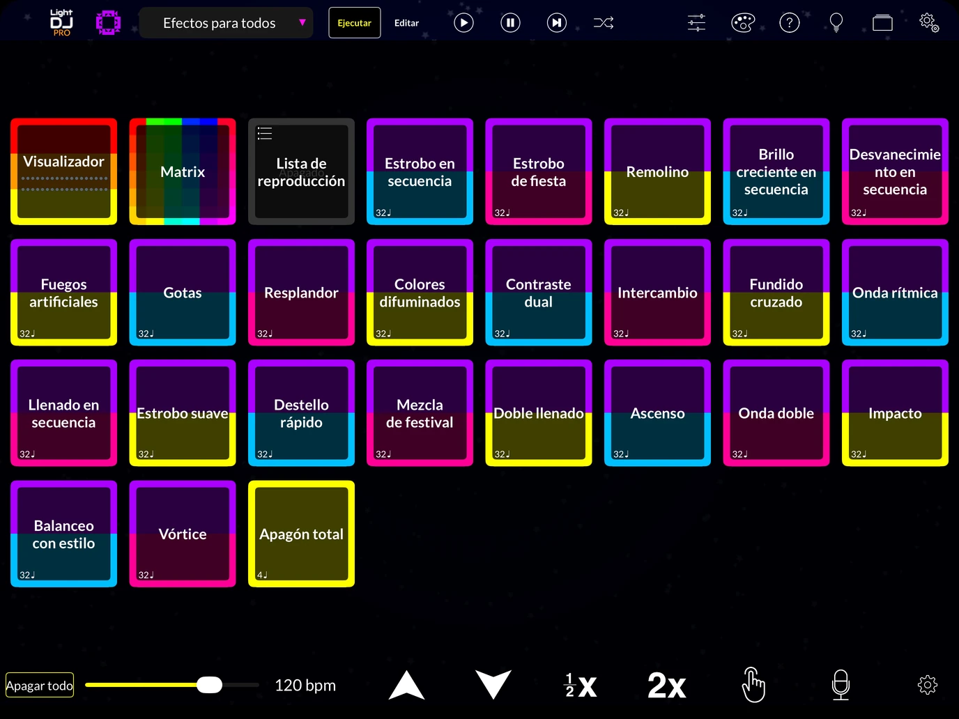 Light DJ iPad interfaz