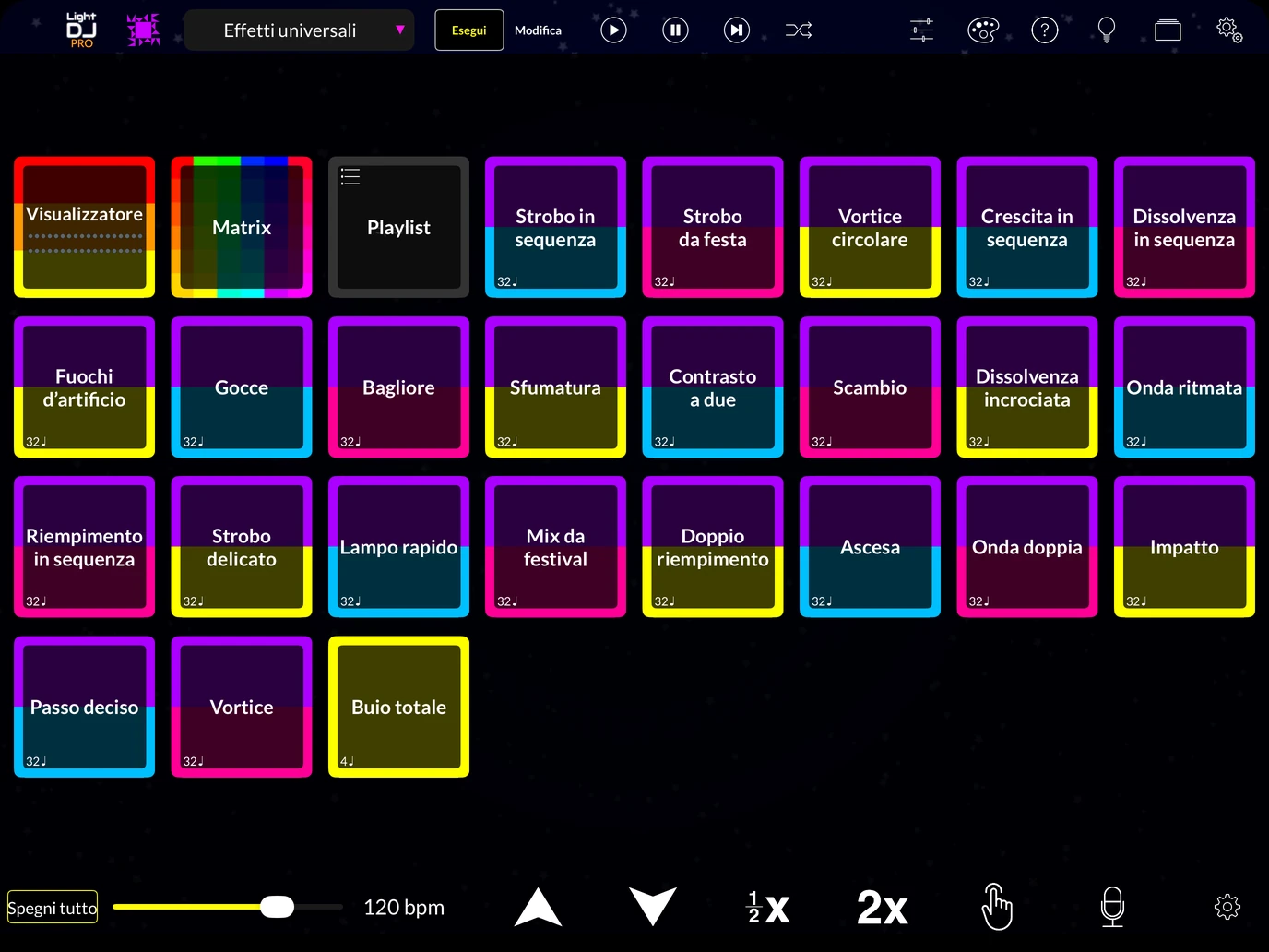 Light DJ iPad interfaccia