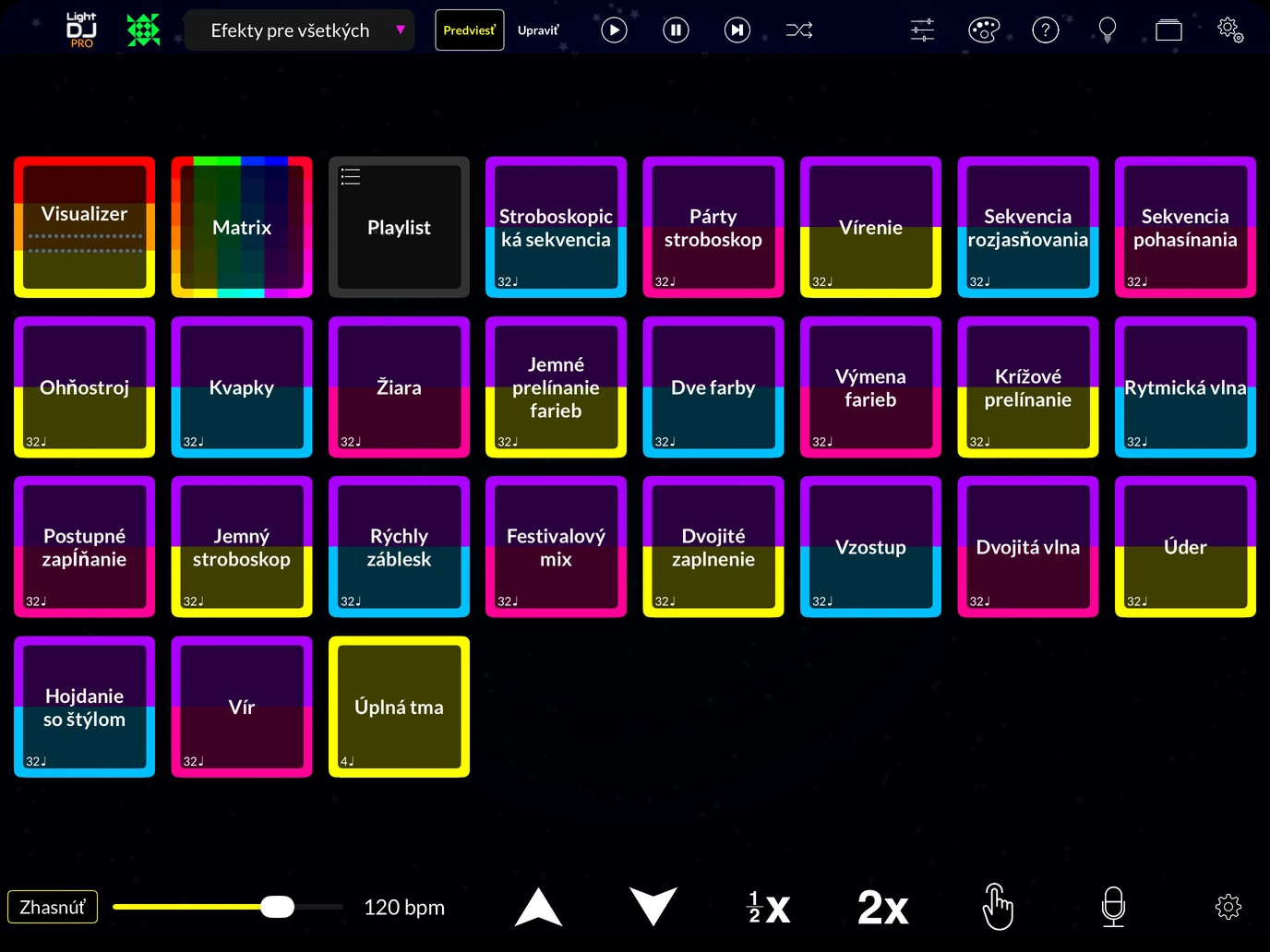Light DJ iPad rozhranie